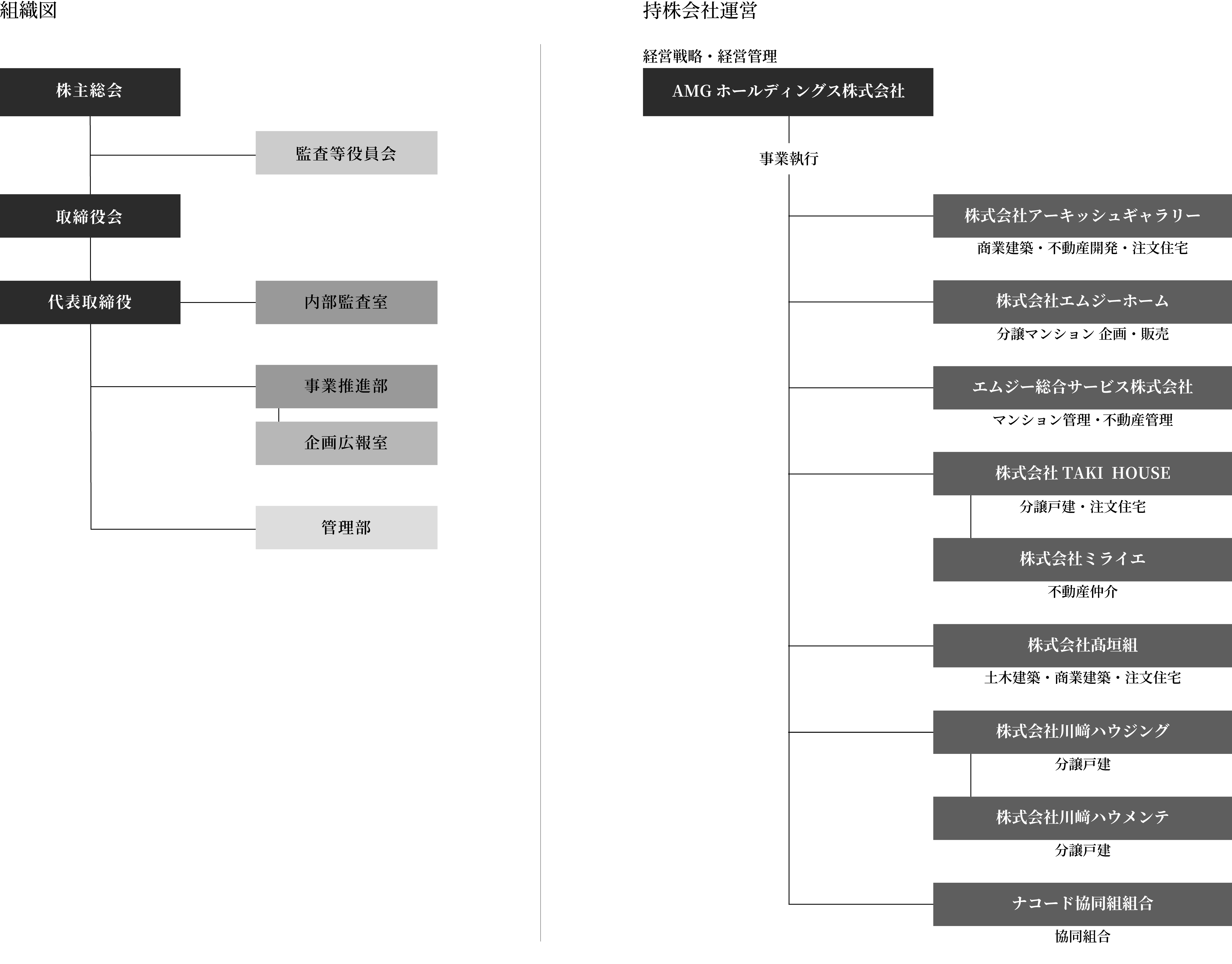 AMGホールディング会社 組織図・持株会社運営図